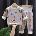 Boy Girls' Thermal Underwear Suit Fleece-lined Thick High Waist