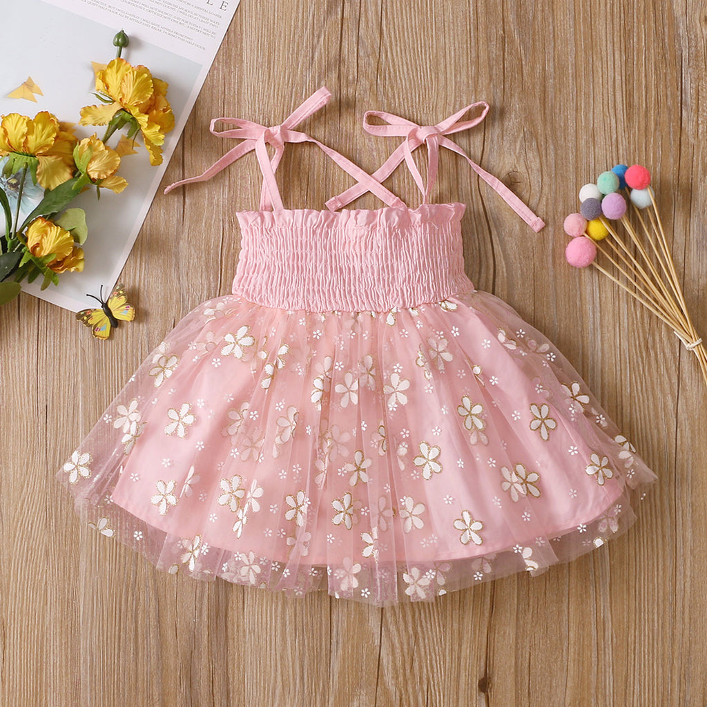 Children's 4-color Suspender Mesh Skirt
