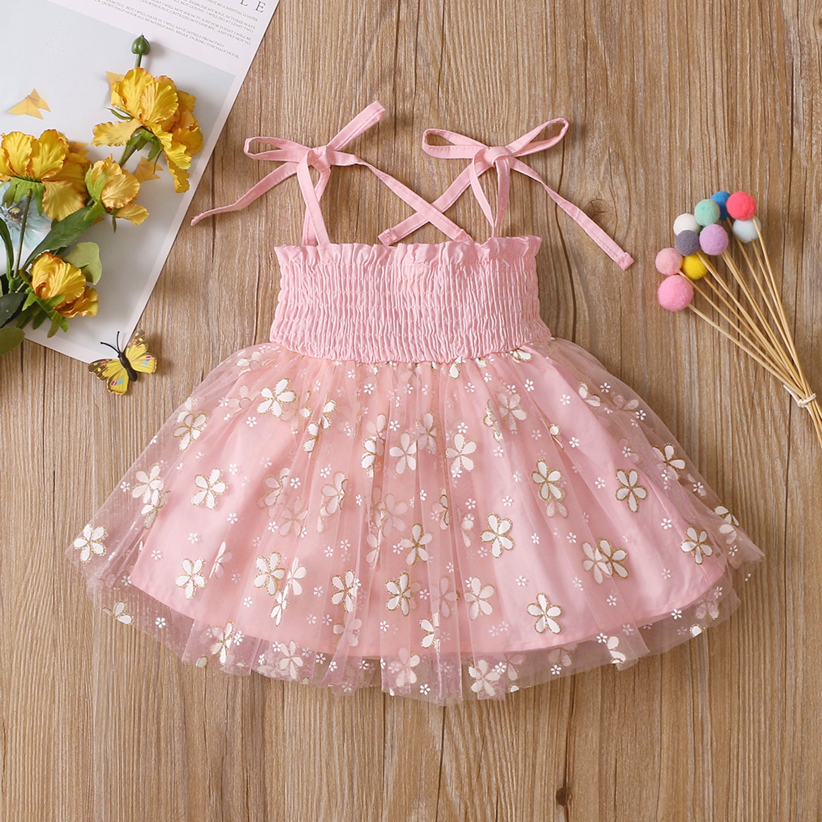 Children's 4-color Suspender Mesh Skirt