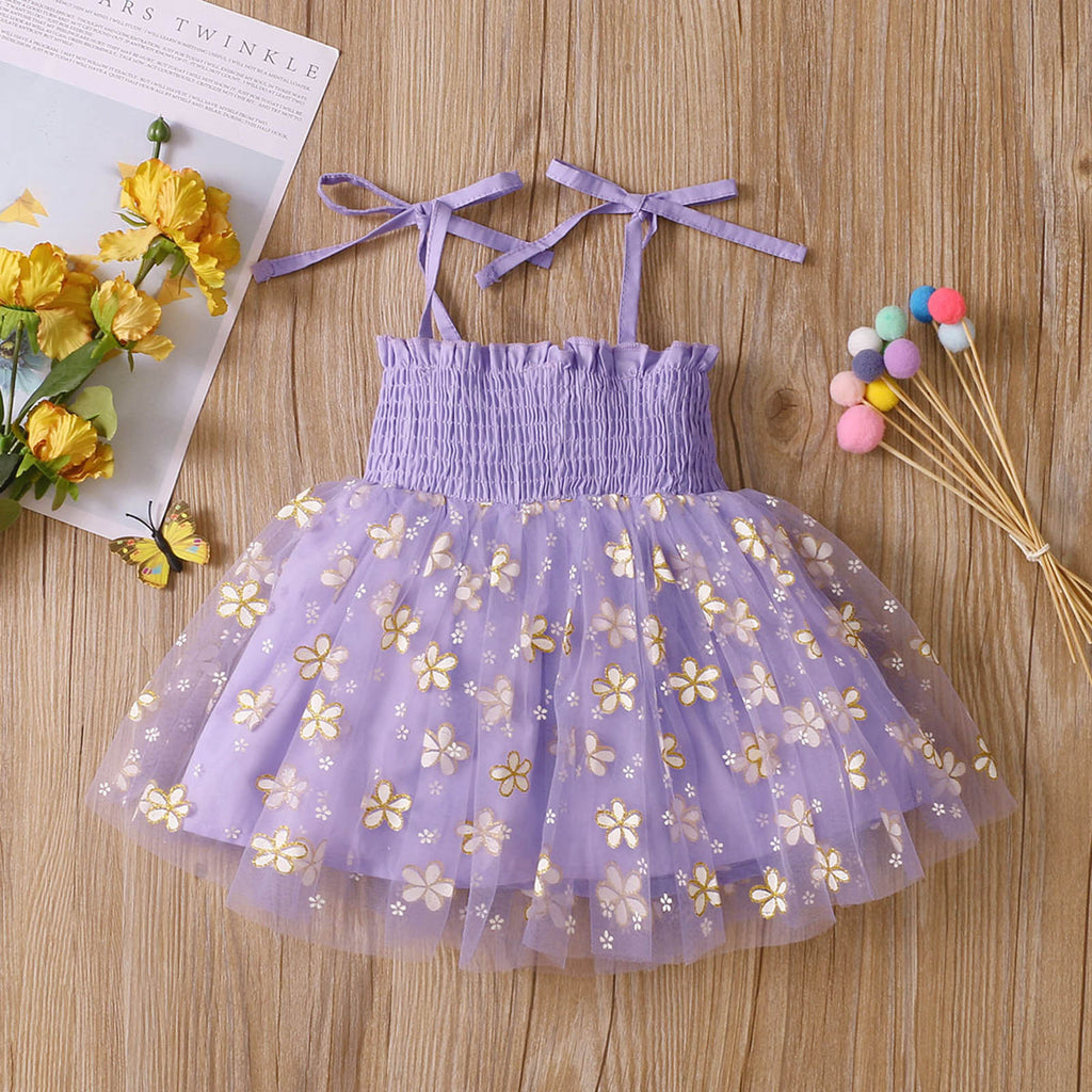 Children's 4-color Suspender Mesh Skirt