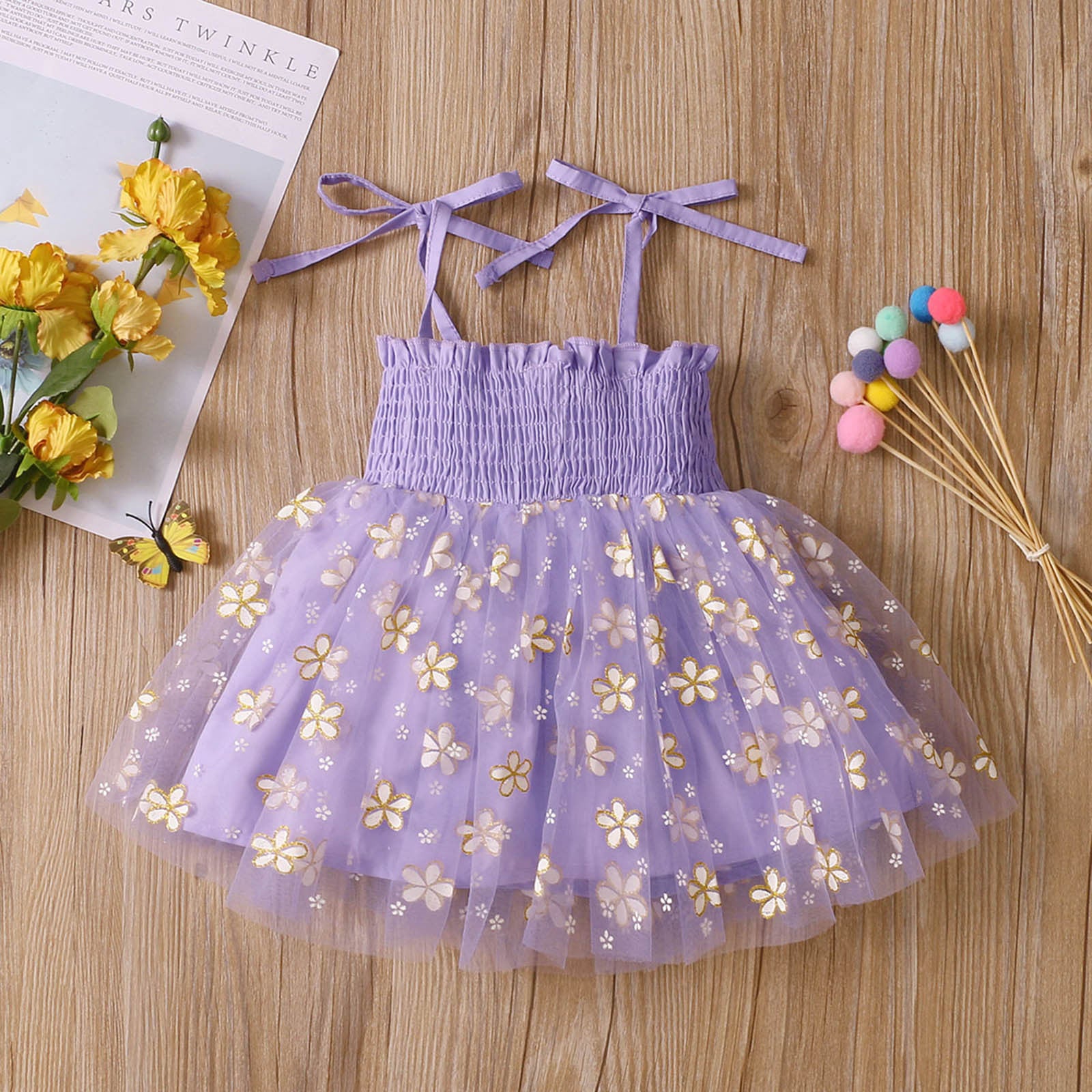 Children's 4-color Suspender Mesh Skirt