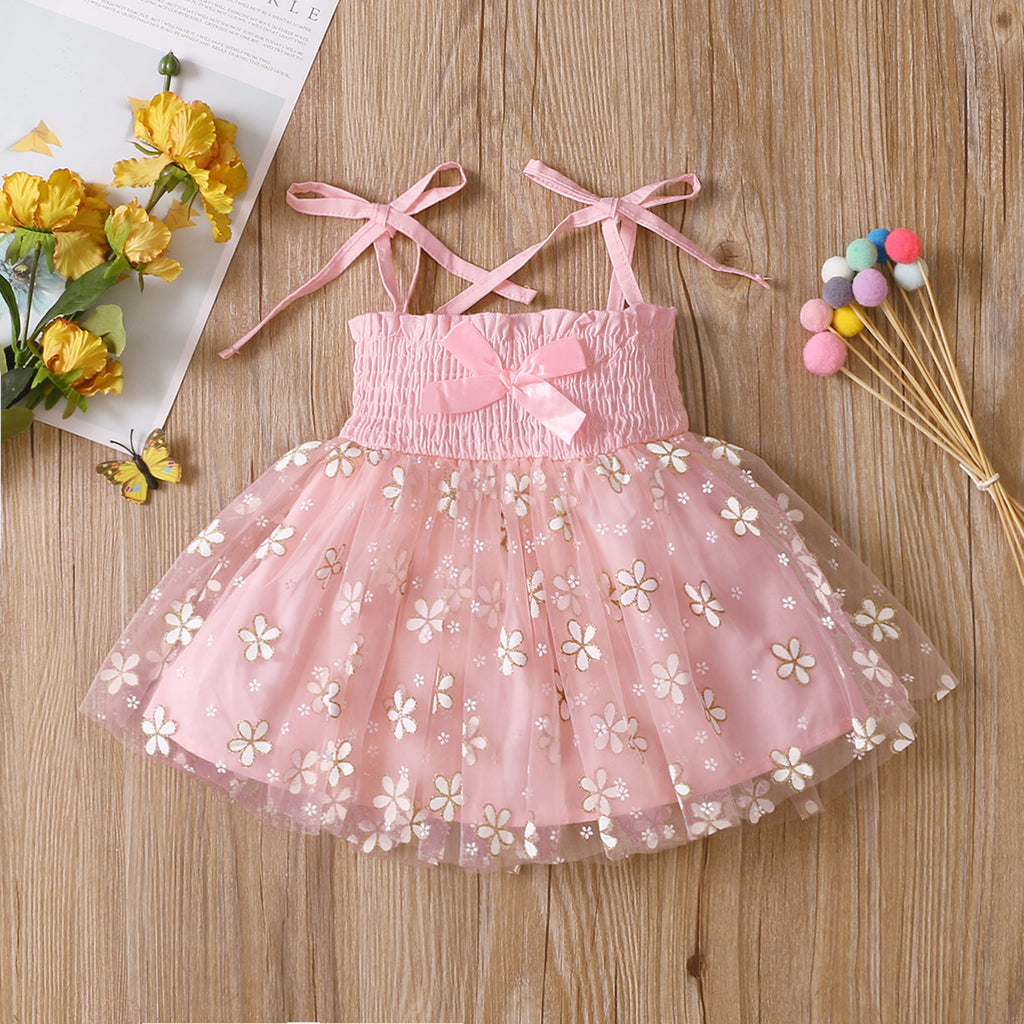 Children's 4-color Suspender Mesh Skirt