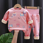Boy Girls' Thermal Underwear Suit Fleece-lined Thick High Waist