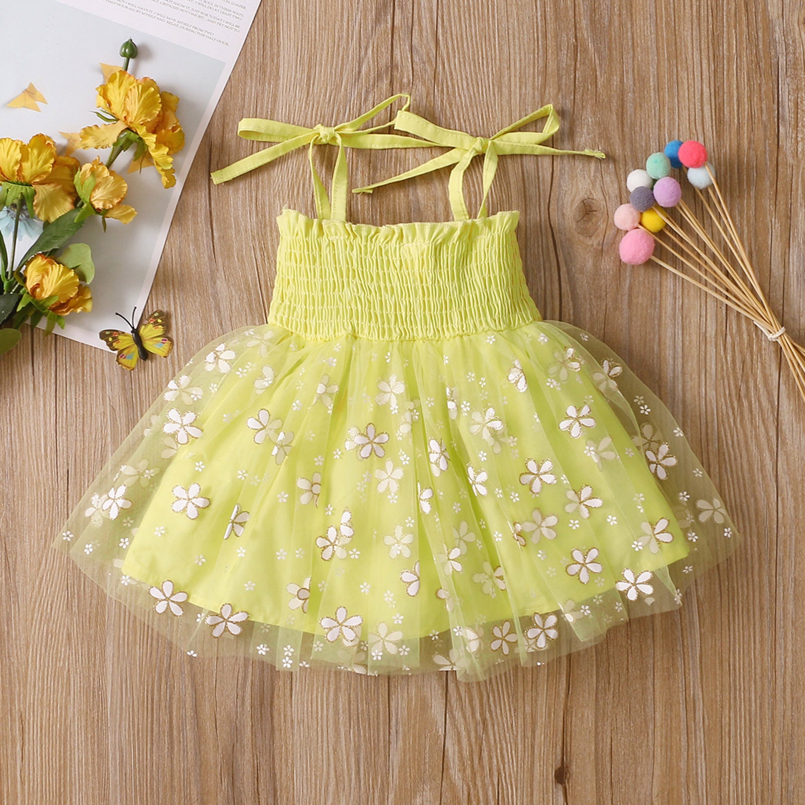 Children's 4-color Suspender Mesh Skirt
