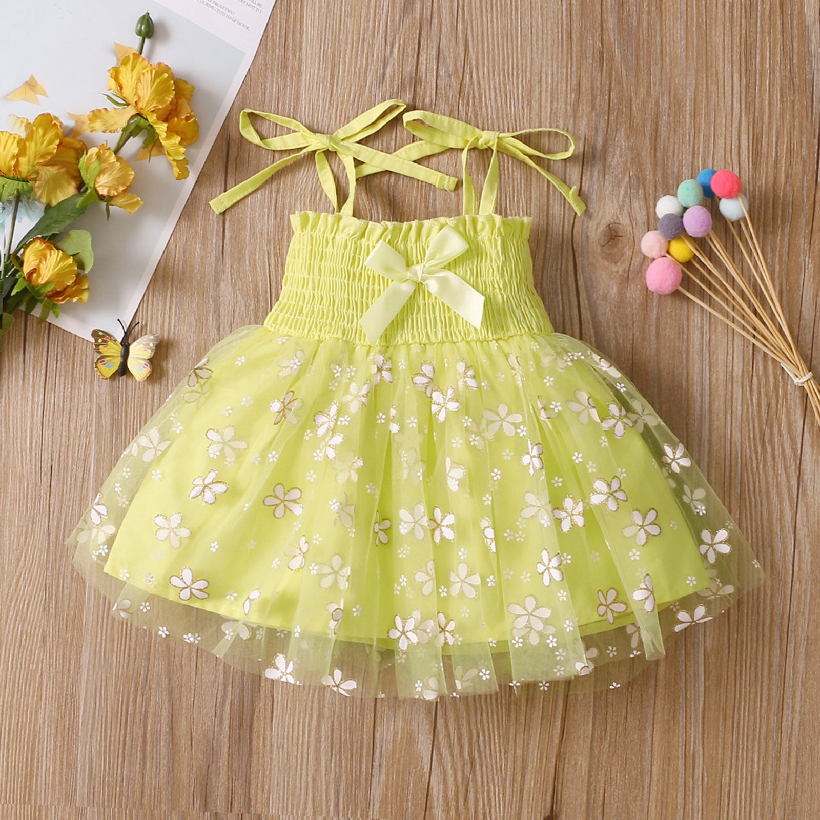 Children's 4-color Suspender Mesh Skirt